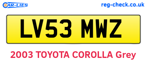LV53MWZ are the vehicle registration plates.