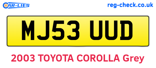 MJ53UUD are the vehicle registration plates.