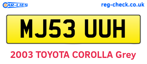 MJ53UUH are the vehicle registration plates.