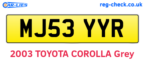 MJ53YYR are the vehicle registration plates.