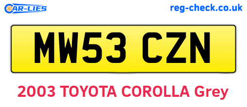 MW53CZN are the vehicle registration plates.