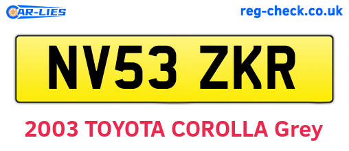 NV53ZKR are the vehicle registration plates.