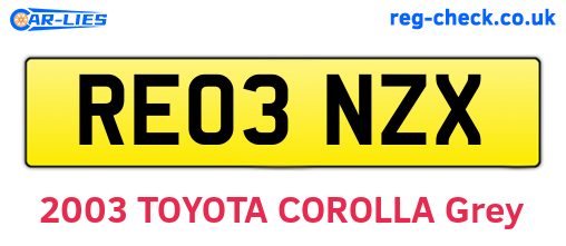 RE03NZX are the vehicle registration plates.