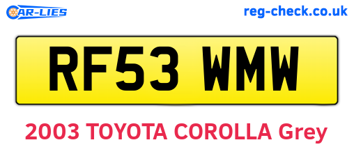 RF53WMW are the vehicle registration plates.
