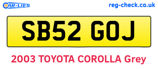 SB52GOJ are the vehicle registration plates.
