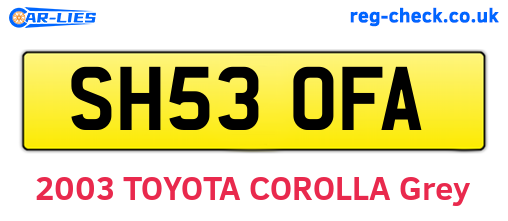 SH53OFA are the vehicle registration plates.