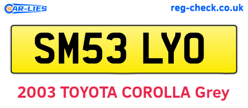 SM53LYO are the vehicle registration plates.