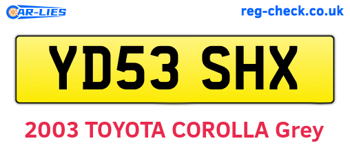 YD53SHX are the vehicle registration plates.