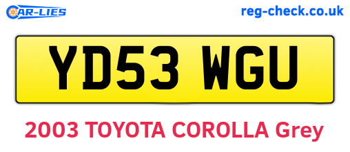 YD53WGU are the vehicle registration plates.
