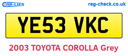 YE53VKC are the vehicle registration plates.