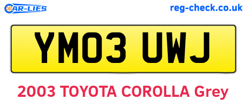 YM03UWJ are the vehicle registration plates.