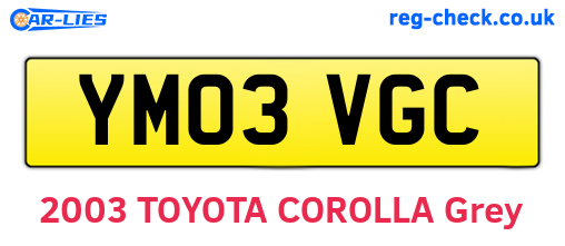 YM03VGC are the vehicle registration plates.