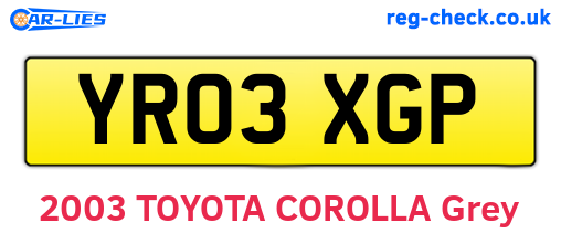 YR03XGP are the vehicle registration plates.