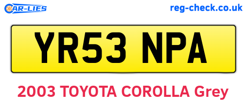 YR53NPA are the vehicle registration plates.
