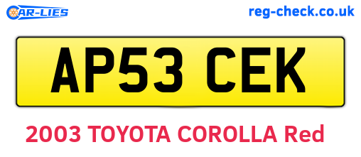 AP53CEK are the vehicle registration plates.