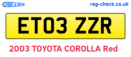 ET03ZZR are the vehicle registration plates.