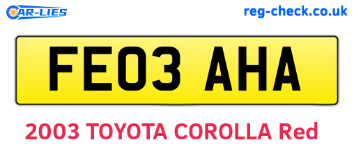 FE03AHA are the vehicle registration plates.