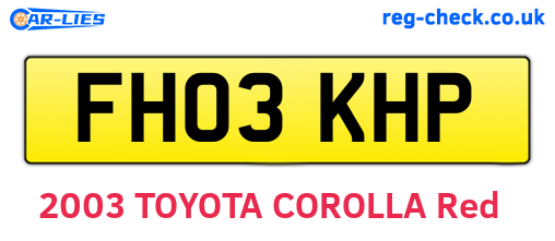 FH03KHP are the vehicle registration plates.