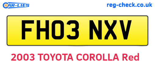 FH03NXV are the vehicle registration plates.
