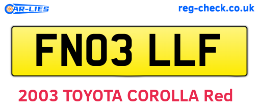 FN03LLF are the vehicle registration plates.