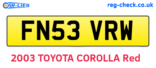 FN53VRW are the vehicle registration plates.