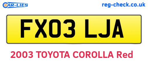 FX03LJA are the vehicle registration plates.