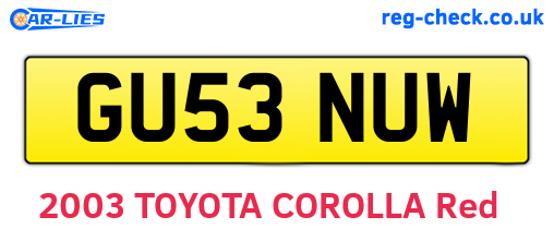 GU53NUW are the vehicle registration plates.