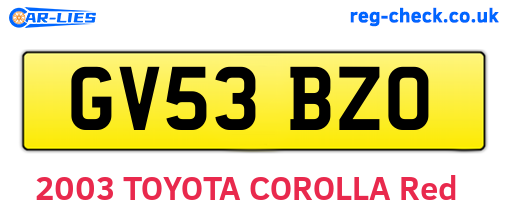 GV53BZO are the vehicle registration plates.
