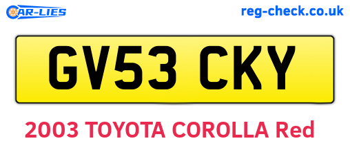 GV53CKY are the vehicle registration plates.