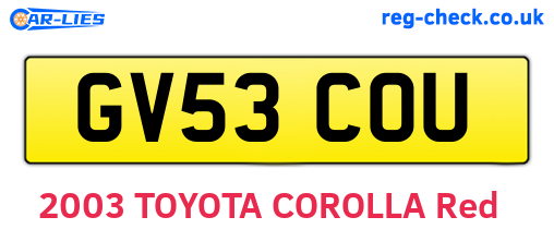 GV53COU are the vehicle registration plates.