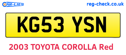 KG53YSN are the vehicle registration plates.