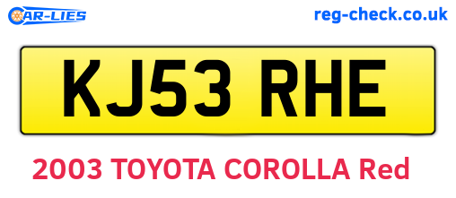 KJ53RHE are the vehicle registration plates.