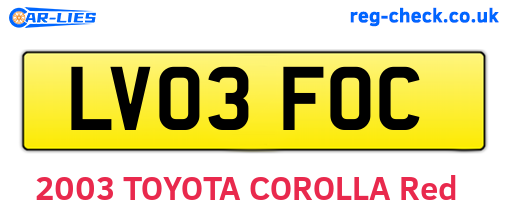 LV03FOC are the vehicle registration plates.