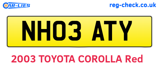 NH03ATY are the vehicle registration plates.