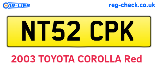 NT52CPK are the vehicle registration plates.
