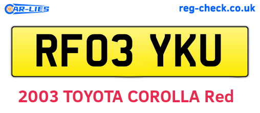RF03YKU are the vehicle registration plates.