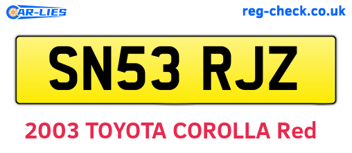 SN53RJZ are the vehicle registration plates.