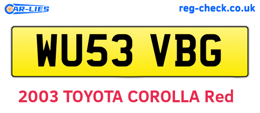 WU53VBG are the vehicle registration plates.