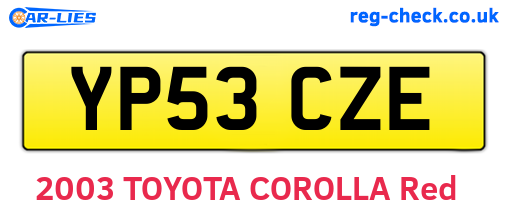 YP53CZE are the vehicle registration plates.