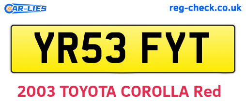 YR53FYT are the vehicle registration plates.