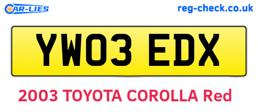 YW03EDX are the vehicle registration plates.