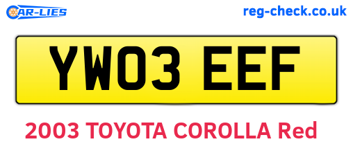 YW03EEF are the vehicle registration plates.
