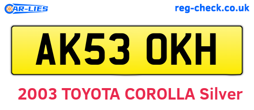 AK53OKH are the vehicle registration plates.