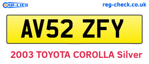AV52ZFY are the vehicle registration plates.