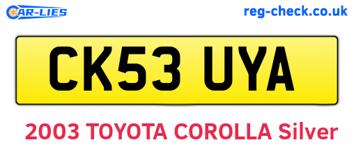 CK53UYA are the vehicle registration plates.