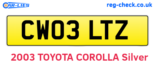 CW03LTZ are the vehicle registration plates.