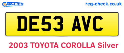 DE53AVC are the vehicle registration plates.