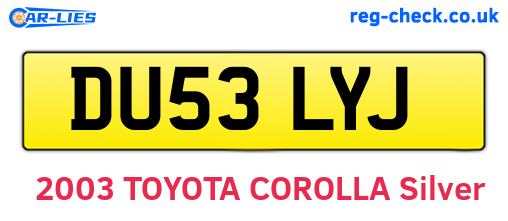 DU53LYJ are the vehicle registration plates.