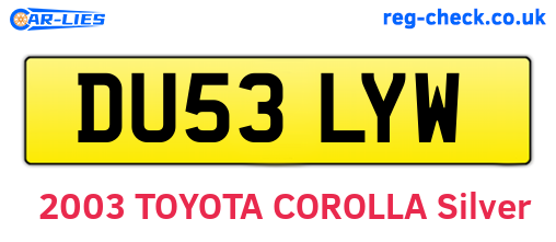 DU53LYW are the vehicle registration plates.