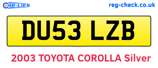 DU53LZB are the vehicle registration plates.